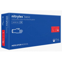 Рукавички нітрилові Mercator Medical Nitrylex BASIC р. L оглядові нестерильні неприпудрені блакитного кольору №50