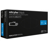 Рукавички нітрилові Mercator Medical Nitrylex BLACK р. М оглядові нестерильні неприпудрені чорного кольору (100пар/упаковка)