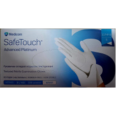 Рукавички оглядові нітрилові текстуровані без пудри нестерильні SafeTouch®Advanced™ Platinum White (білі) р. S (3,5 г)
