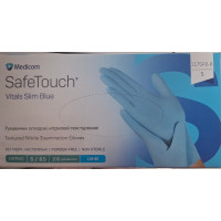Рукавичка нітрилова SafeTouch® Vitals™ Slim Blue (блакитна) р. S медична оглядова нестерильна не припудрена  (3.0 г)