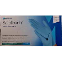 Рукавичка нітрилова SafeTouch® Vitals™ Slim Blue (блакитна) р. М медична оглядова нестерильна не припудрена  (3.0 г)
